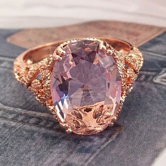 Jewelry - Gorgeous Rose Gold Filled  Pink Sapphire Ring New